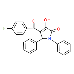 ChemSpider 2D Image | 4-(4-Fluorobenzoyl)-3-hydroxy-1,5-diphenyl-1,5-dihydro-2H-pyrrol-2-one | C23H16FNO3