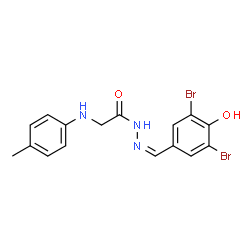 ChemSpider 2D Image | N'-[(Z)-(3,5-Dibromo-4-hydroxyphenyl)methylene]-2-[(4-methylphenyl)amino]acetohydrazide | C16H15Br2N3O2
