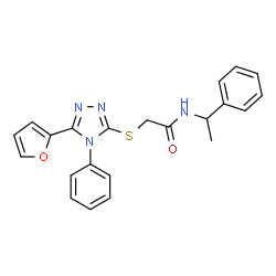 ChemSpider 2D Image | 2-{[5-(2-Furyl)-4-phenyl-4H-1,2,4-triazol-3-yl]sulfanyl}-N-(1-phenylethyl)acetamide | C22H20N4O2S