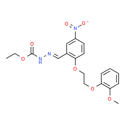ChemSpider 2D Image | Ethyl (2E)-2-{2-[2-(2-methoxyphenoxy)ethoxy]-5-nitrobenzylidene}hydrazinecarboxylate | C19H21N3O7