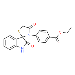 ChemSpider 2D Image | Ethyl 4-(2,4'-dioxo-1,2-dihydro-3'H-spiro[indole-3,2'-[1,3]thiazolidin]-3'-yl)benzoate | C19H16N2O4S