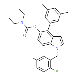 ChemSpider 2D Image | 1-(2,5-Difluorobenzyl)-4-(3,5-dimethylphenyl)-1H-indol-5-yl diethylcarbamate | C28H28F2N2O2