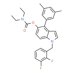 ChemSpider 2D Image | 1-(2,3-Difluorobenzyl)-4-(3,5-dimethylphenyl)-1H-indol-5-yl diethylcarbamate | C28H28F2N2O2