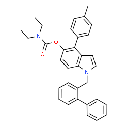 ChemSpider 2D Image | 1-(2-Biphenylylmethyl)-4-(4-methylphenyl)-1H-indol-5-yl diethylcarbamate | C33H32N2O2