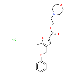 ChemSpider 2D Image | 2-(4-Morpholinyl)ethyl 5-methyl-4-(phenoxymethyl)-2-furoate hydrochloride (1:1) | C19H24ClNO5