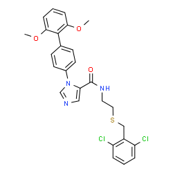 ChemSpider 2D Image | N-{2-[(2,6-Dichlorobenzyl)sulfanyl]ethyl}-1-(2',6'-dimethoxy-4-biphenylyl)-1H-imidazole-5-carboxamide | C27H25Cl2N3O3S