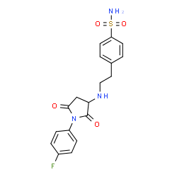 ChemSpider 2D Image | 4-(2-{[1-(4-Fluorophenyl)-2,5-dioxo-3-pyrrolidinyl]amino}ethyl)benzenesulfonamide | C18H18FN3O4S
