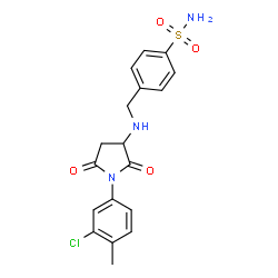 ChemSpider 2D Image | 4-({[1-(3-Chloro-4-methylphenyl)-2,5-dioxo-3-pyrrolidinyl]amino}methyl)benzenesulfonamide | C18H18ClN3O4S