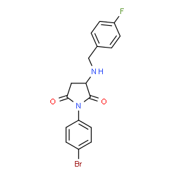 ChemSpider 2D Image | 1-(4-Bromophenyl)-3-[(4-fluorobenzyl)amino]-2,5-pyrrolidinedione | C17H14BrFN2O2