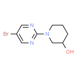 ChemSpider 2D Image | 1-(5-Bromo-2-pyrimidinyl)-3-piperidinol | C9H12BrN3O
