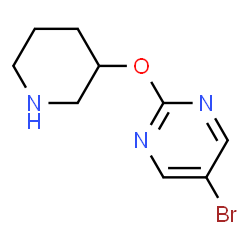 ChemSpider 2D Image | 5-Bromo-2-(3-piperidinyloxy)pyrimidine | C9H12BrN3O