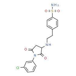 ChemSpider 2D Image | 4-(2-{[1-(3-Chlorophenyl)-2,5-dioxo-3-pyrrolidinyl]amino}ethyl)benzenesulfonamide | C18H18ClN3O4S