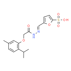ChemSpider 2D Image | 5-[(E)-{[(2-Isopropyl-5-methylphenoxy)acetyl]hydrazono}methyl]-2-furansulfonic acid | C17H20N2O6S