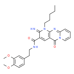ChemSpider 2D Image | N-[2-(3,4-Dimethoxyphenyl)ethyl]-2-imino-5-oxo-1-pentyl-1,5-dihydro-2H-dipyrido[1,2-a:2',3'-d]pyrimidine-3-carboxamide | C27H31N5O4