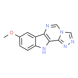 ChemSpider 2D Image | 8-Methoxy-11H-[1,2,4]triazolo[4',3':1,6]pyrimido[5,4-b]indole | C12H9N5O