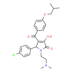 ChemSpider 2D Image | 5-(4-Chlorophenyl)-1-[2-(dimethylamino)ethyl]-3-hydroxy-4-(4-isobutoxybenzoyl)-1,5-dihydro-2H-pyrrol-2-one | C25H29ClN2O4
