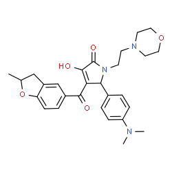 ChemSpider 2D Image | 5-[4-(Dimethylamino)phenyl]-3-hydroxy-4-[(2-methyl-2,3-dihydro-1-benzofuran-5-yl)carbonyl]-1-[2-(4-morpholinyl)ethyl]-1,5-dihydro-2H-pyrrol-2-one | C28H33N3O5