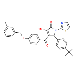 ChemSpider 2D Image | 5-(4-tert-Butylphenyl)-3-hydroxy-4-{4-[(3-methylbenzyl)oxy]benzoyl}-1-(1,3-thiazol-2-yl)-1,5-dihydro-2H-pyrrol-2-one | C32H30N2O4S
