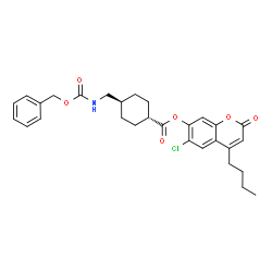 ChemSpider 2D Image | 4-Butyl-6-chloro-2-oxo-2H-chromen-7-yl trans-4-({[(benzyloxy)carbonyl]amino}methyl)cyclohexanecarboxylate | C29H32ClNO6