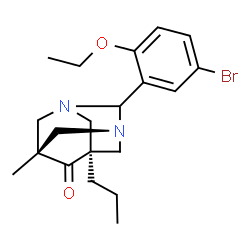 ChemSpider 2D Image | (5s,7s)-2-(5-Bromo-2-ethoxyphenyl)-5-methyl-7-propyl-1,3-diazatricyclo[3.3.1.1~3,7~]decan-6-one | C20H27BrN2O2
