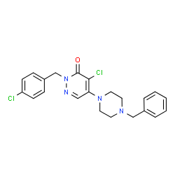 ChemSpider 2D Image | 5-(4-Benzyl-1-piperazinyl)-4-chloro-2-(4-chlorobenzyl)-3(2H)-pyridazinone | C22H22Cl2N4O