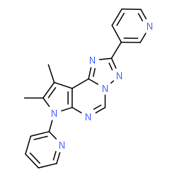 ChemSpider 2D Image | 8,9-Dimethyl-7-(2-pyridinyl)-2-(3-pyridinyl)-7H-pyrrolo[3,2-e][1,2,4]triazolo[1,5-c]pyrimidine | C19H15N7