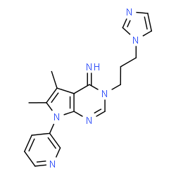 ChemSpider 2D Image | 3-[3-(1H-Imidazol-1-yl)propyl]-5,6-dimethyl-7-(3-pyridinyl)-3,7-dihydro-4H-pyrrolo[2,3-d]pyrimidin-4-imine | C19H21N7