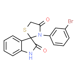 ChemSpider 2D Image | 3'-(3-Bromophenyl)-4'H-spiro[indole-3,2'-[1,3]thiazolidine]-2,4'(1H)-dione | C16H11BrN2O2S