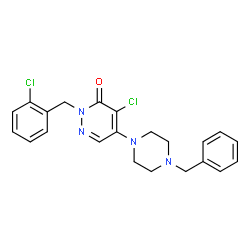 ChemSpider 2D Image | 5-(4-Benzyl-1-piperazinyl)-4-chloro-2-(2-chlorobenzyl)-3(2H)-pyridazinone | C22H22Cl2N4O
