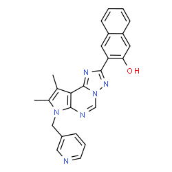 ChemSpider 2D Image | 3-[8,9-Dimethyl-7-(3-pyridinylmethyl)-7H-pyrrolo[3,2-e][1,2,4]triazolo[1,5-c]pyrimidin-2-yl]-2-naphthol | C25H20N6O