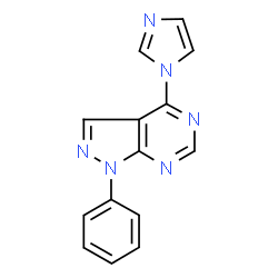 ChemSpider 2D Image | 4-(1H-Imidazol-1-yl)-1-phenyl-1H-pyrazolo[3,4-d]pyrimidine | C14H10N6