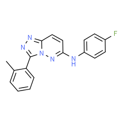 ChemSpider 2D Image | N-(4-Fluorophenyl)-3-(2-methylphenyl)[1,2,4]triazolo[4,3-b]pyridazin-6-amine | C18H14FN5
