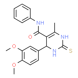 ChemSpider 2D Image | 4-(3,4-Dimethoxyphenyl)-6-methyl-N-phenyl-2-thioxo-1,2,3,4-tetrahydro-5-pyrimidinecarboxamide | C20H21N3O3S
