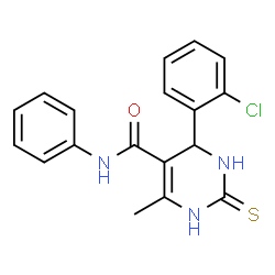 ChemSpider 2D Image | 5-pyrimidinecarboxamide, 6-(2-chlorophenyl)-1,6-dihydro-2-mercapto-4-methyl-N-phenyl- | C18H16ClN3OS