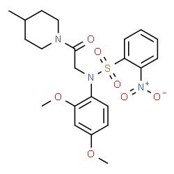 ChemSpider 2D Image | N-(2,4-Dimethoxyphenyl)-N-[2-(4-methyl-1-piperidinyl)-2-oxoethyl]-2-nitrobenzenesulfonamide | C22H27N3O7S