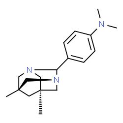 ChemSpider 2D Image | 4-[(5s,7s)-5,7-Dimethyl-1,3-diazatricyclo[3.3.1.1~3,7~]dec-2-yl]-N,N-dimethylaniline | C18H27N3