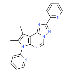 ChemSpider 2D Image | 8,9-Dimethyl-2,7-di(2-pyridinyl)-7H-pyrrolo[3,2-e][1,2,4]triazolo[1,5-c]pyrimidine | C19H15N7