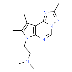 ChemSpider 2D Image | N,N-Dimethyl-2-(2,8,9-trimethyl-7H-pyrrolo[3,2-e][1,2,4]triazolo[1,5-c]pyrimidin-7-yl)ethanamine | C14H20N6
