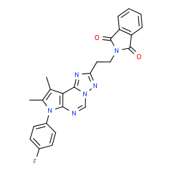 ChemSpider 2D Image | 2-{2-[7-(4-Fluorophenyl)-8,9-dimethyl-7H-pyrrolo[3,2-e][1,2,4]triazolo[1,5-c]pyrimidin-2-yl]ethyl}-1H-isoindole-1,3(2H)-dione | C25H19FN6O2