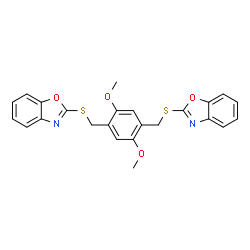 ChemSpider 2D Image | 2,2'-[(2,5-Dimethoxy-1,4-phenylene)bis(methylenesulfanediyl)]bis(1,3-benzoxazole) | C24H20N2O4S2