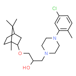 ChemSpider 2D Image | 1-[4-(5-Chloro-2-methylphenyl)-1-piperazinyl]-3-[(1,7,7-trimethylbicyclo[2.2.1]hept-2-yl)oxy]-2-propanol | C24H37ClN2O2