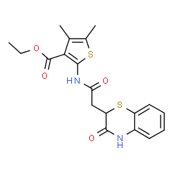 ChemSpider 2D Image | Ethyl 4,5-dimethyl-2-{[(3-oxo-3,4-dihydro-2H-1,4-benzothiazin-2-yl)acetyl]amino}-3-thiophenecarboxylate | C19H20N2O4S2