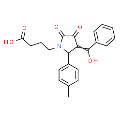 ChemSpider 2D Image | 4-{3-[Hydroxy(phenyl)methylene]-2-(4-methylphenyl)-4,5-dioxo-1-pyrrolidinyl}butanoic acid | C22H21NO5