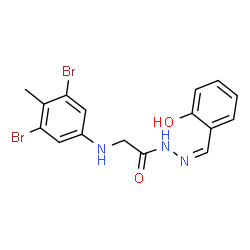 ChemSpider 2D Image | 2-[(3,5-Dibromo-4-methylphenyl)amino]-N'-[(Z)-(2-hydroxyphenyl)methylene]acetohydrazide | C16H15Br2N3O2