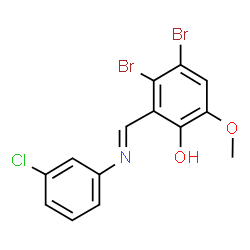 ChemSpider 2D Image | 3,4-Dibromo-2-{(E)-[(3-chlorophenyl)imino]methyl}-6-methoxyphenol | C14H10Br2ClNO2