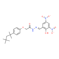 ChemSpider 2D Image | N'-[(E)-(2-Hydroxy-3,5-dinitrophenyl)methylene]-2-[4-(2,4,4-trimethyl-2-pentanyl)phenoxy]acetohydrazide | C23H28N4O7