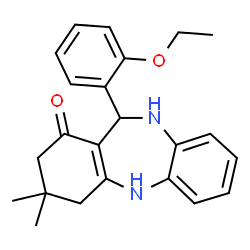 ChemSpider 2D Image | 11-(2-Ethoxyphenyl)-3,3-dimethyl-2,3,4,5,10,11-hexahydro-1H-dibenzo[b,e][1,4]diazepin-1-one | C23H26N2O2