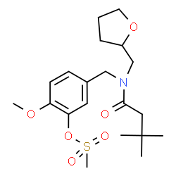 ChemSpider 2D Image | 5-{[(3,3-Dimethylbutanoyl)(tetrahydro-2-furanylmethyl)amino]methyl}-2-methoxyphenyl methanesulfonate | C20H31NO6S