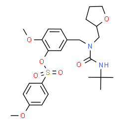 ChemSpider 2D Image | 2-Methoxy-5-({[(2-methyl-2-propanyl)carbamoyl](tetrahydro-2-furanylmethyl)amino}methyl)phenyl 4-methoxybenzenesulfonate | C25H34N2O7S