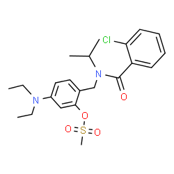 ChemSpider 2D Image | 2-{[(2-Chlorobenzoyl)(isopropyl)amino]methyl}-5-(diethylamino)phenyl methanesulfonate | C22H29ClN2O4S